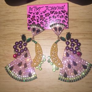 Betsey Johnson Rhinestone Fruit Earrings